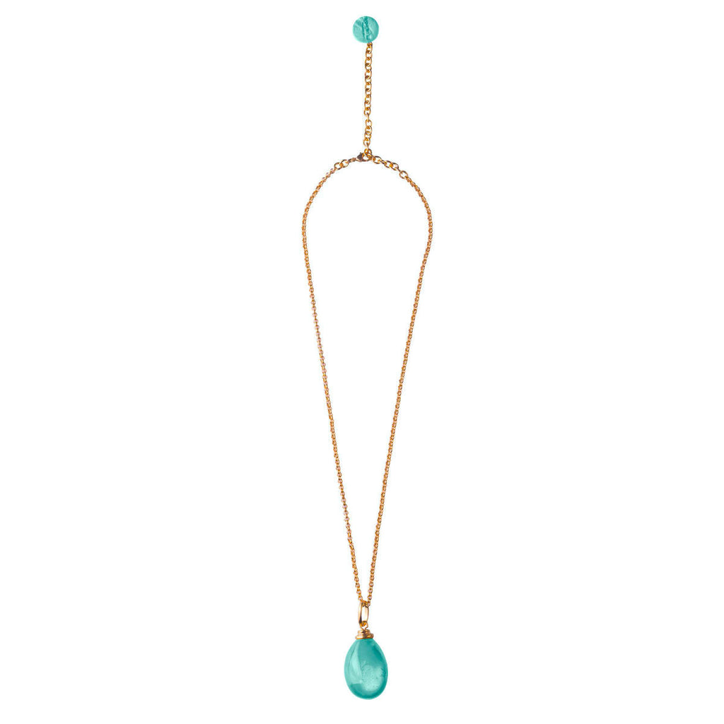 Dominique Denaive Long Pendant in Lagoon Green