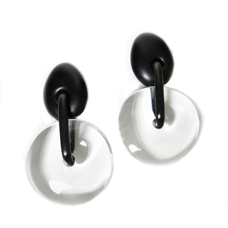 Monies Clear Round Polyester & Wood Earrings