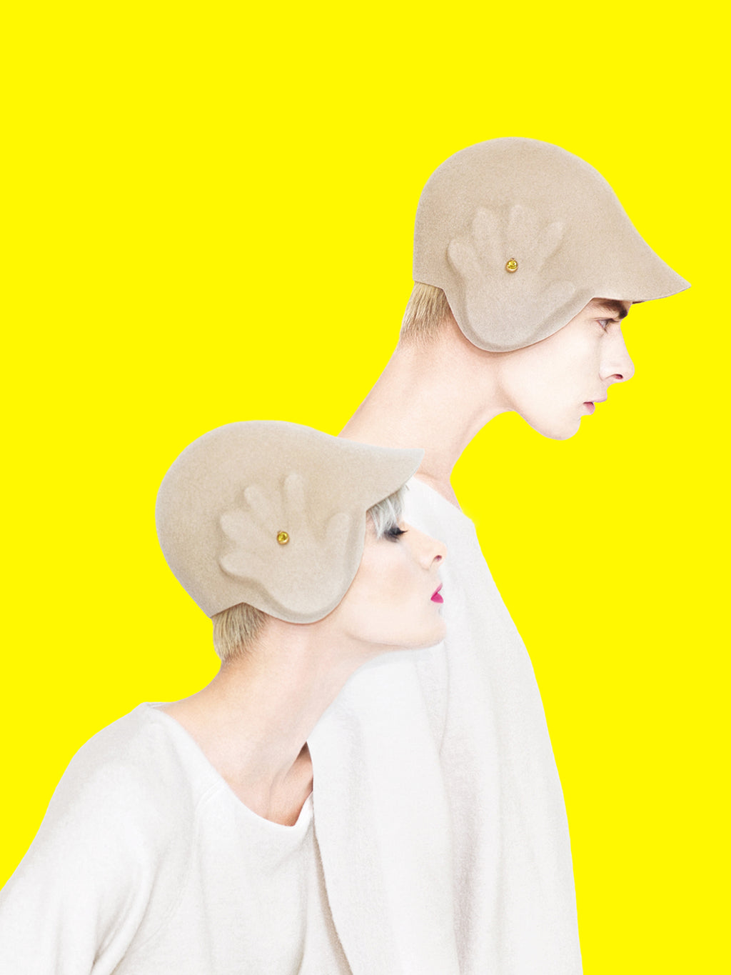 Kristina Dragomir Beige Wool Hand Cap