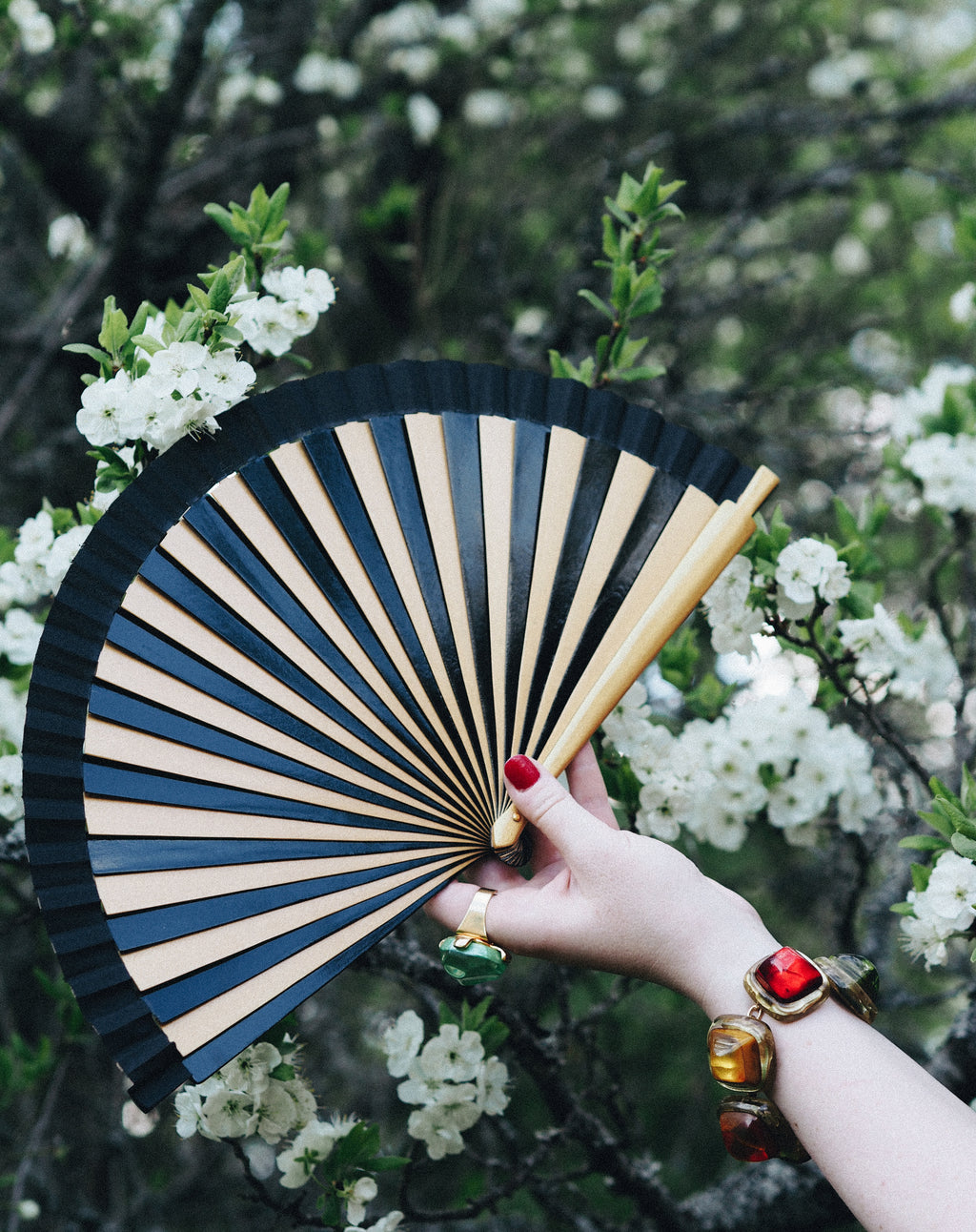 Striped Art Deco Hand Fan