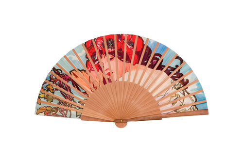 Belle Époque Lady & Red Flowers Hand Fan