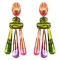 Dominique Denaive Multicolor Statement Earrings, Peach & Green