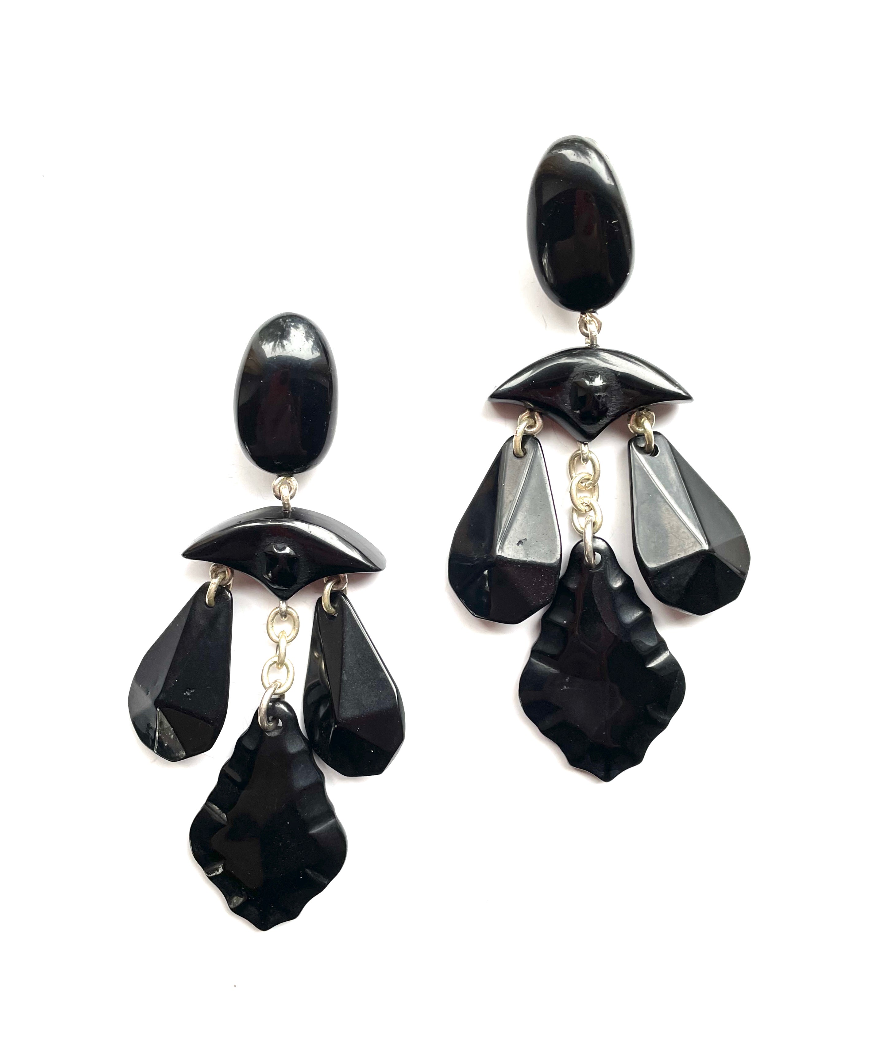 Dominique Denaive Long Black Yori Earrings