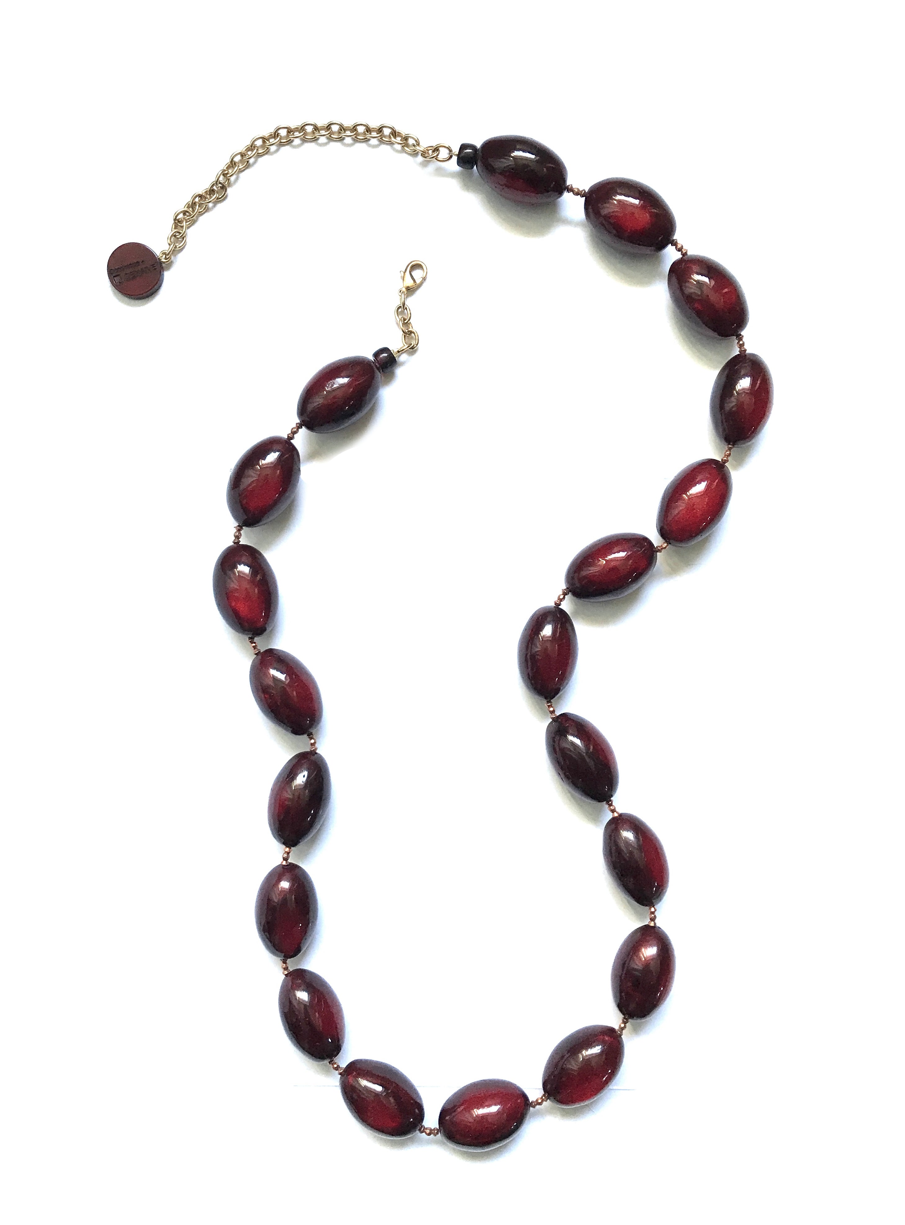 Dominique Denaive Long Necklace in Dark Red Color