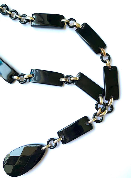 Dominique Denaive long black pendant necklace