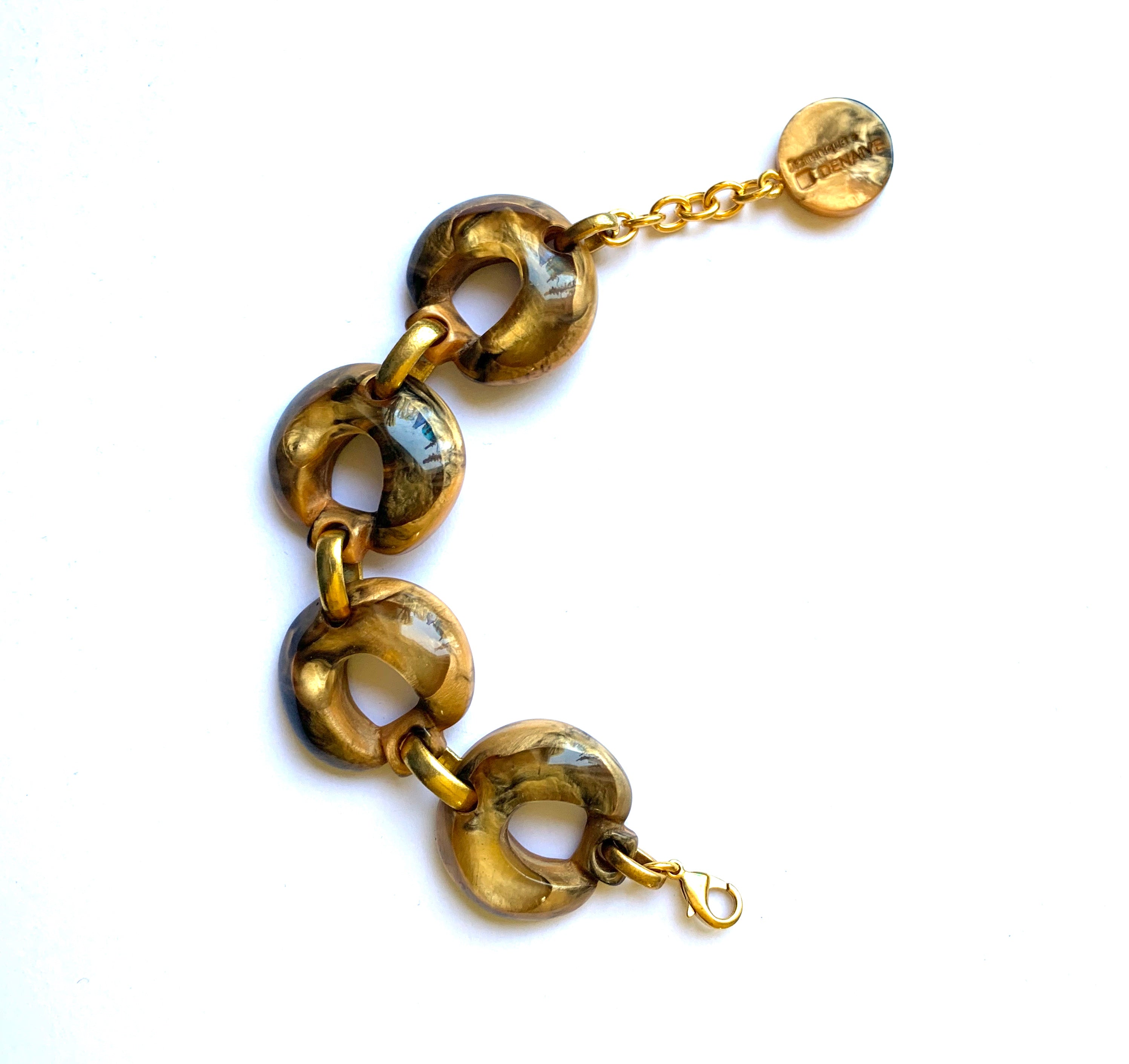 Dominique Denaive Link Bracelet in Marbled Gold Beige