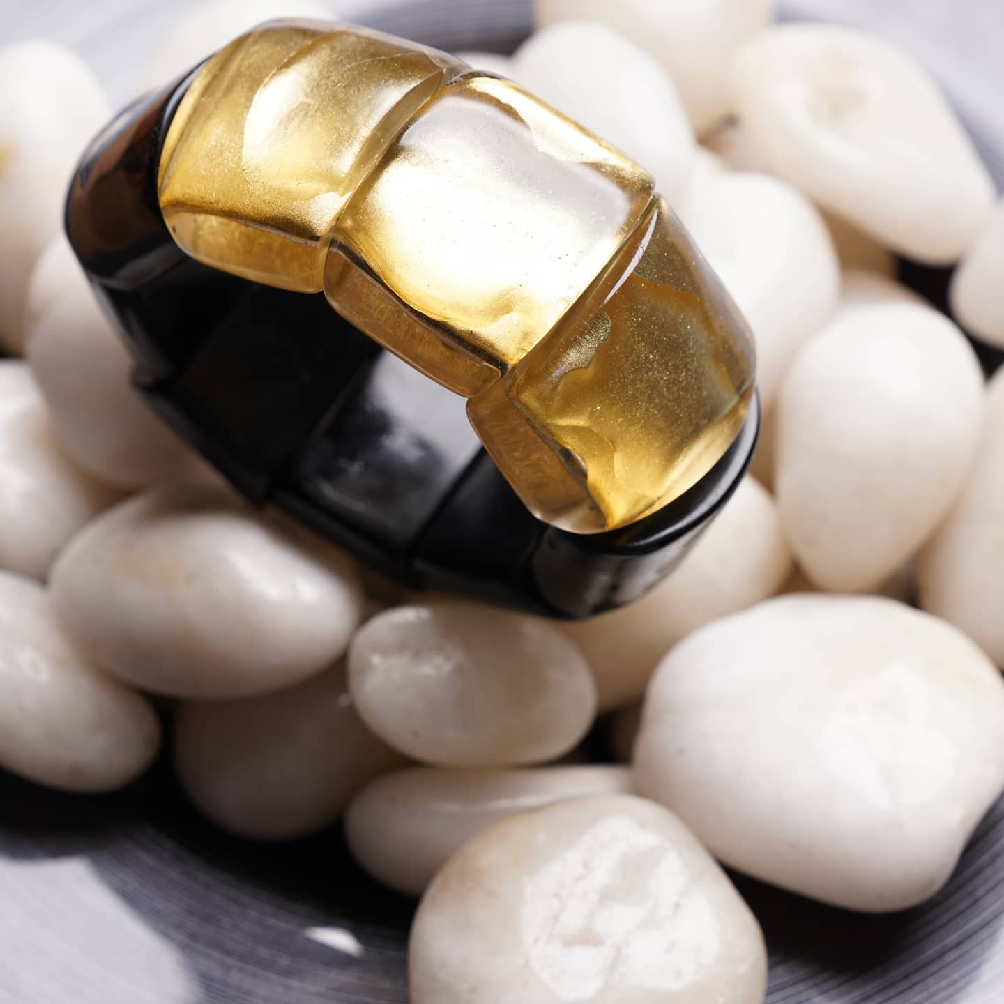Dominique Denaive Black and Gold Cuff Bracelet