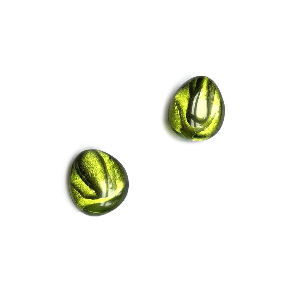 Dominique Denaive Green Flat Pebble Earrings
