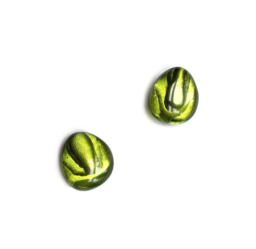 Dominique Denaive Green Flat Pebble Earrings