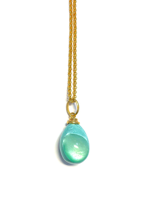 Dominique Denaive Long Pendant in Lagoon Green