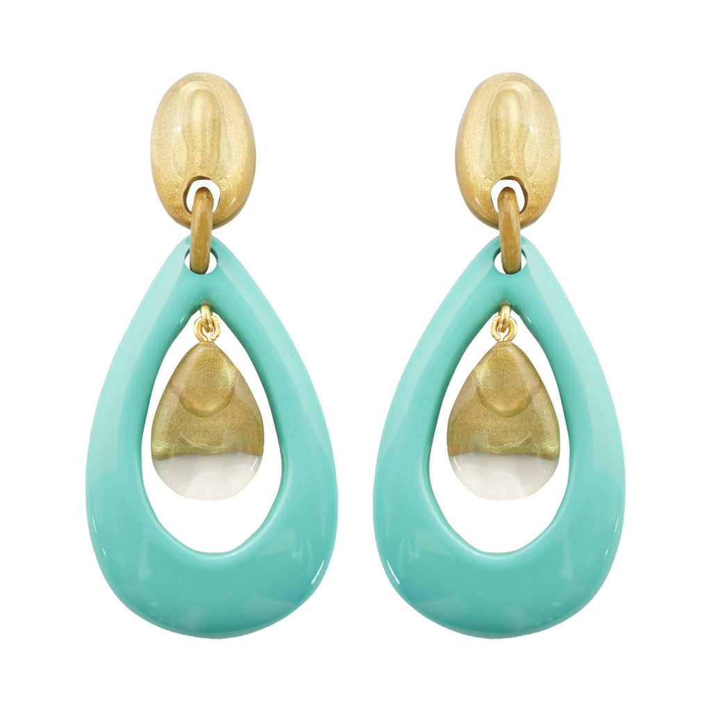 Dominique Denaive Large Earrings in Turquoise and Gold