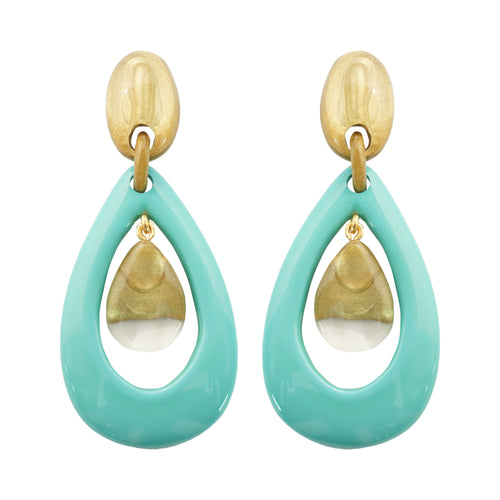 Dominique Denaive Large Earrings in Turquoise and Gold