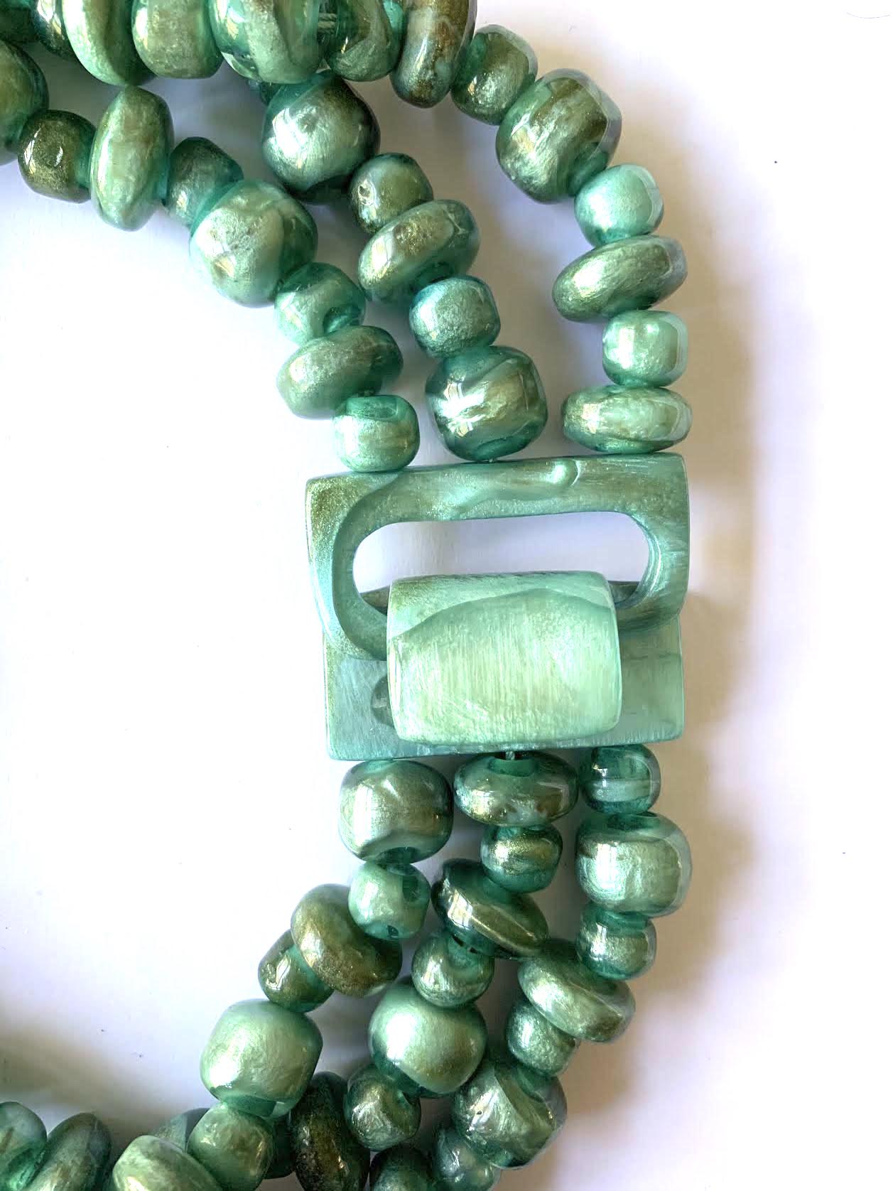 Dominique Denaive Marbled Lagoon Green Necklace