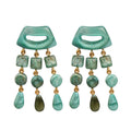 Dominique Denaive Lagoon Statement Earrings with Fringe