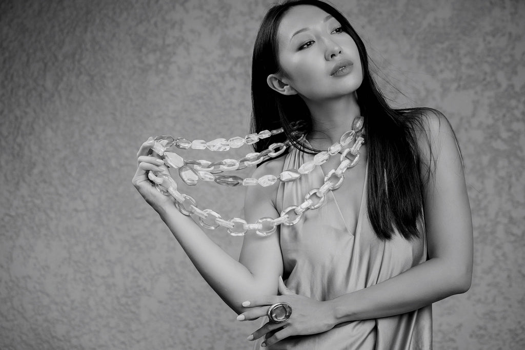 Dominique Denaive Long Red Chain Necklace