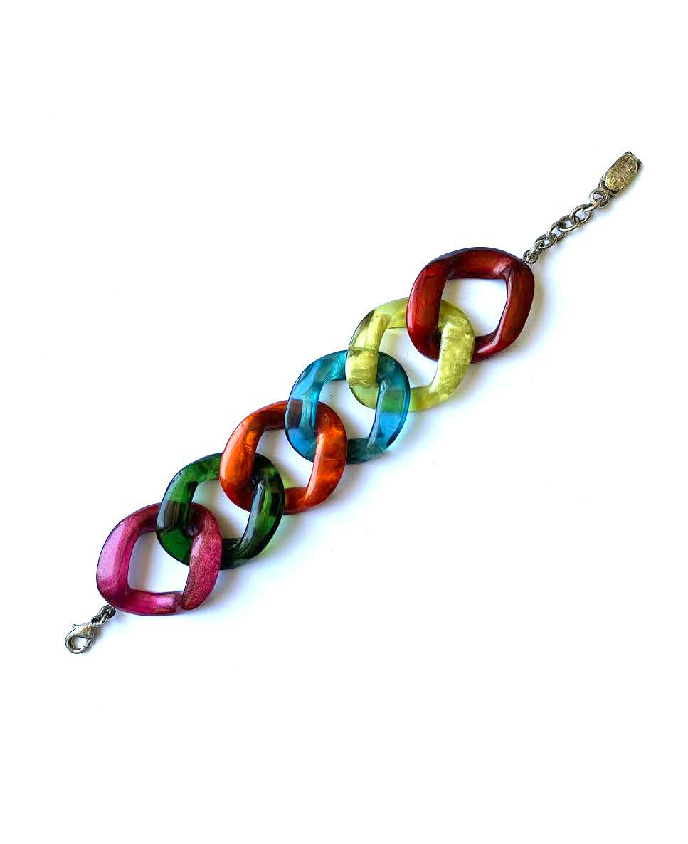 Dominique Denaive Multicolor Flat Chain Bracelet