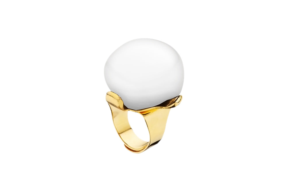 Dominique Denaive White Adjustable Ball Ring