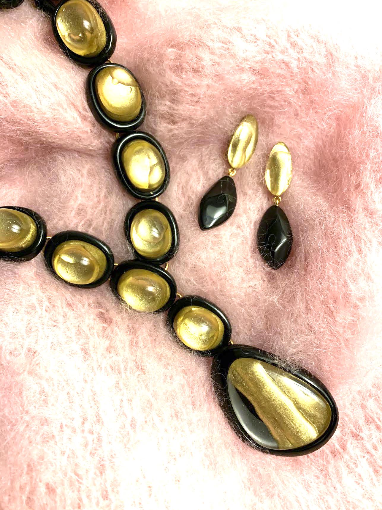 Dominique Denaive Simona Necklace in Black and Gold