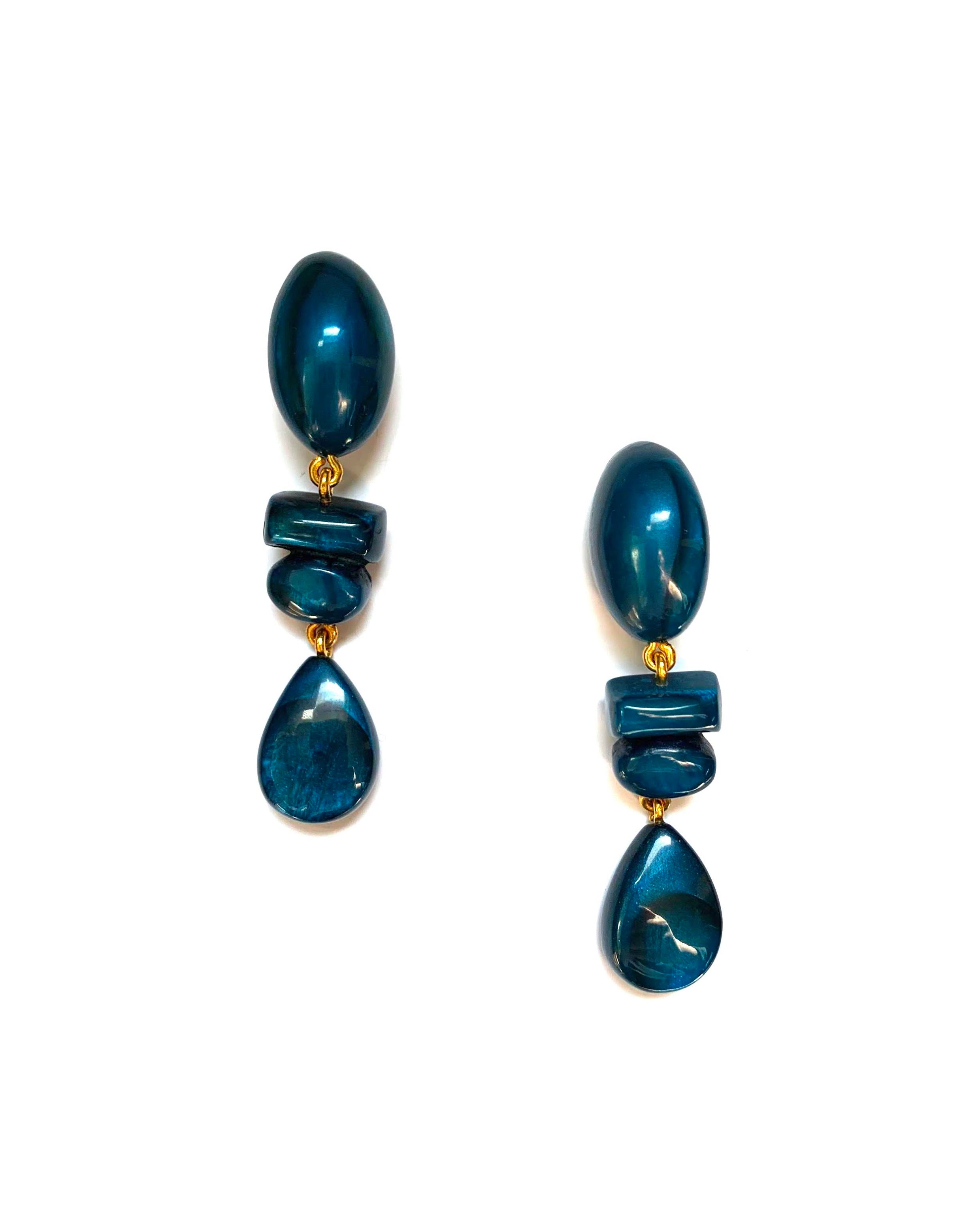 Dominique Denaive Deep Blue Long Earrings