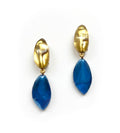 Dominique Denaive Faceted Drop Earrings in Gold and Blue