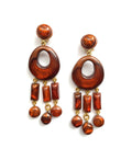 Dominique Denaive Brenda Bead Fringe Earrings in Brown