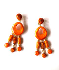 Dominique Denaive Long Bright Orange Earrings