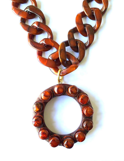 Dominique Denaive Brown Chain Pendant