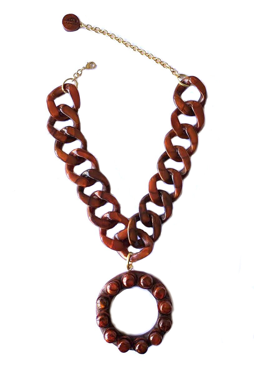 Dominique Denaive Brown Chain Pendant