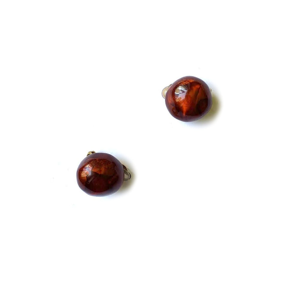 Dominique Denaive Small Copper Brown Earrings