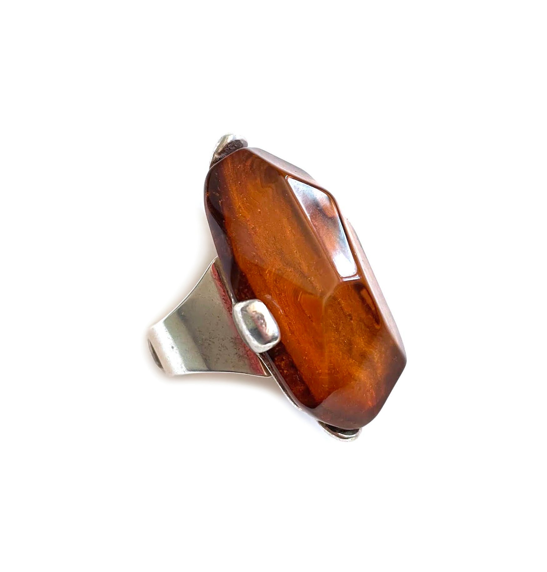 Dominique Denaive Statement Ring in Amber Orange