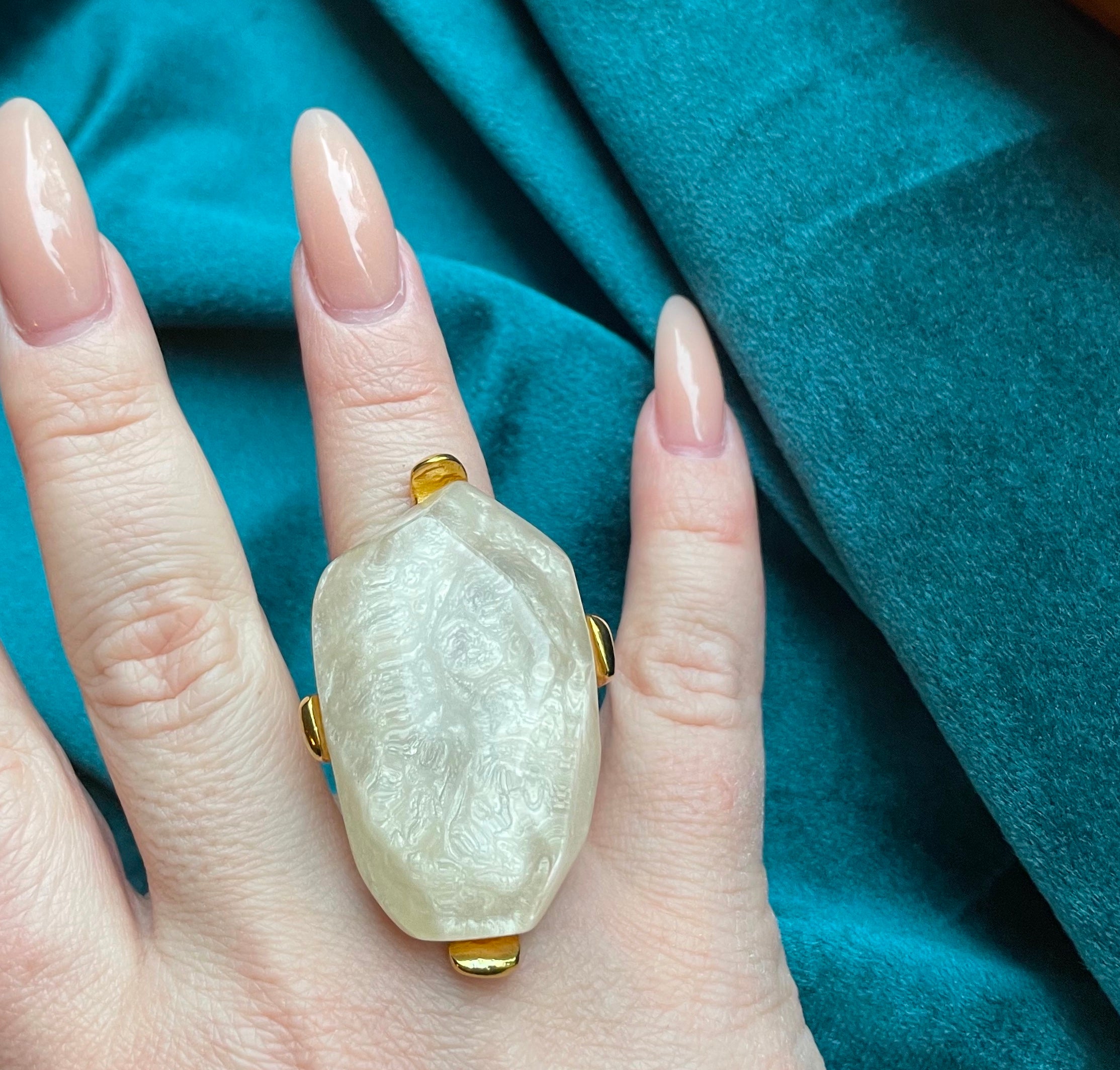 Dominique Denaive Huge Pearly White Diane Ring