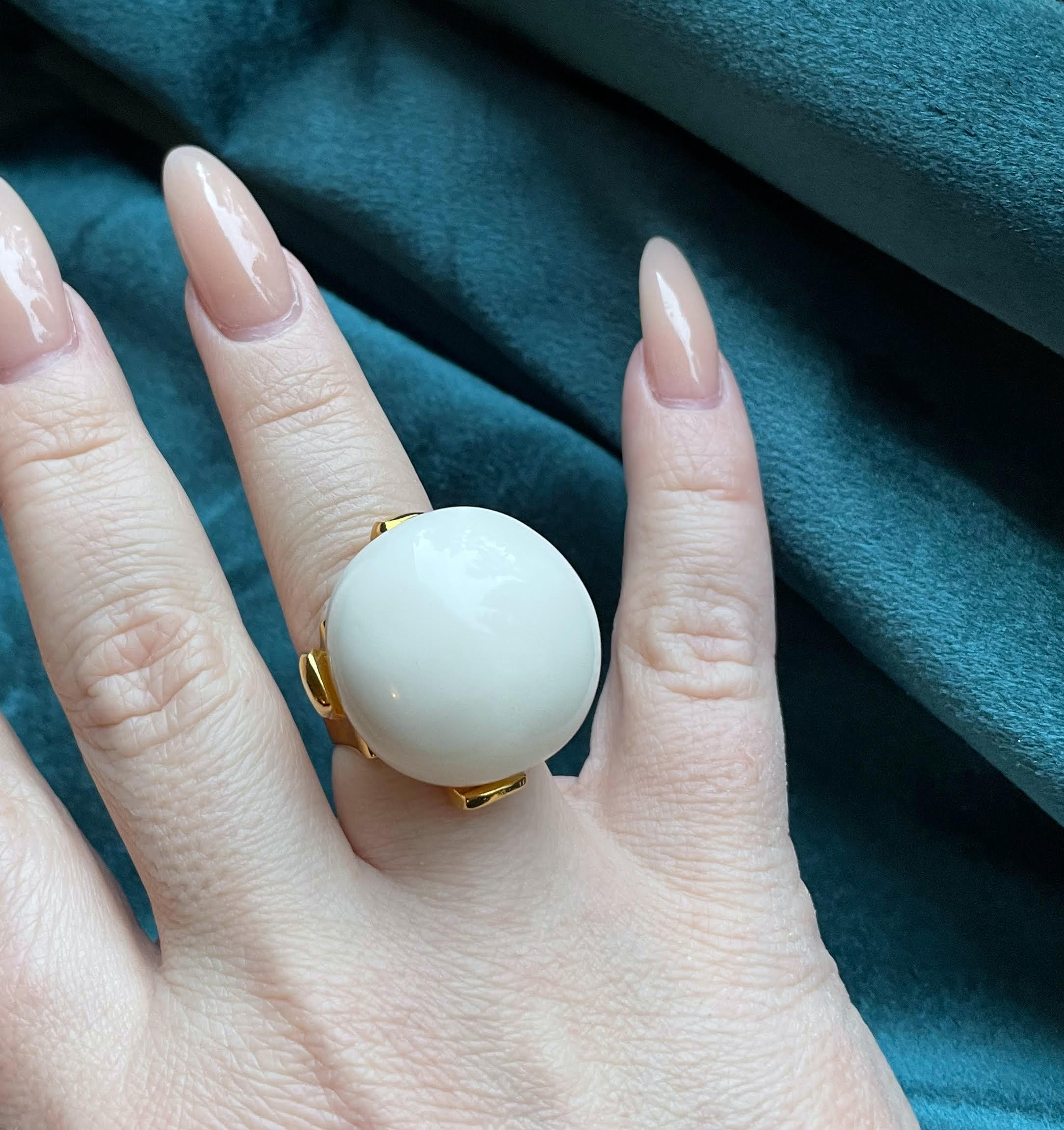 Dominique Denaive White Adjustable Ball Ring
