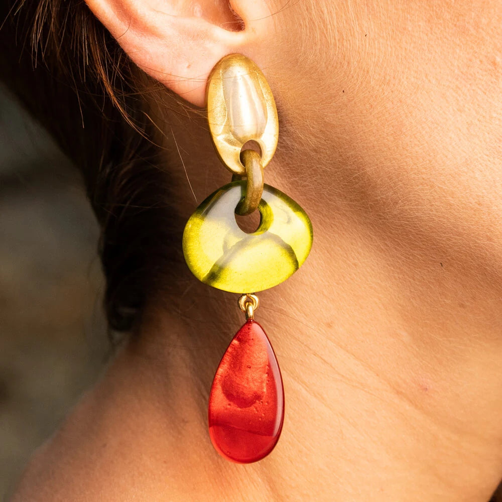 Dominique Denaive Long Elodie Multicolor Earrings