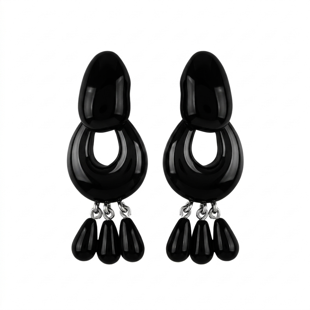 Dominique Denaive Shiny Black Elena Earrings