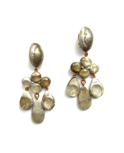 Dominique Denaive Long Yoana Earrings in Beige