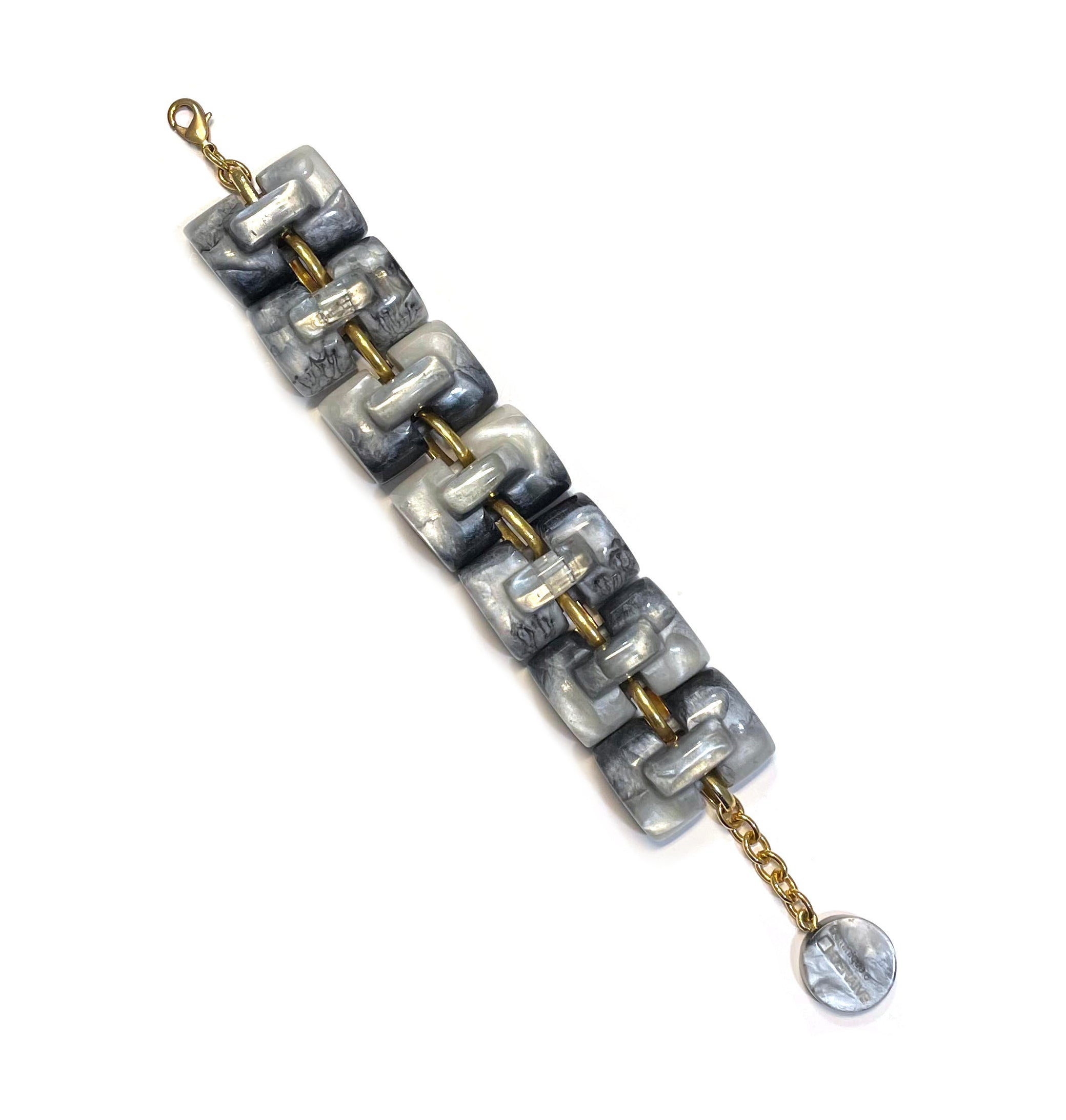 Dominique Denaive Marbled Grey Statement Bracelet