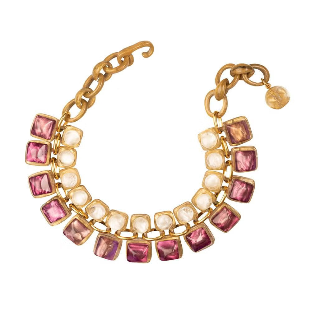 Dominique Denaive Jade Necklace in Gold, Ivory & Lilac