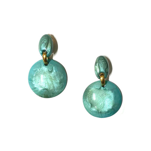 Dominique Denaive Lagoon Green Round Earrings
