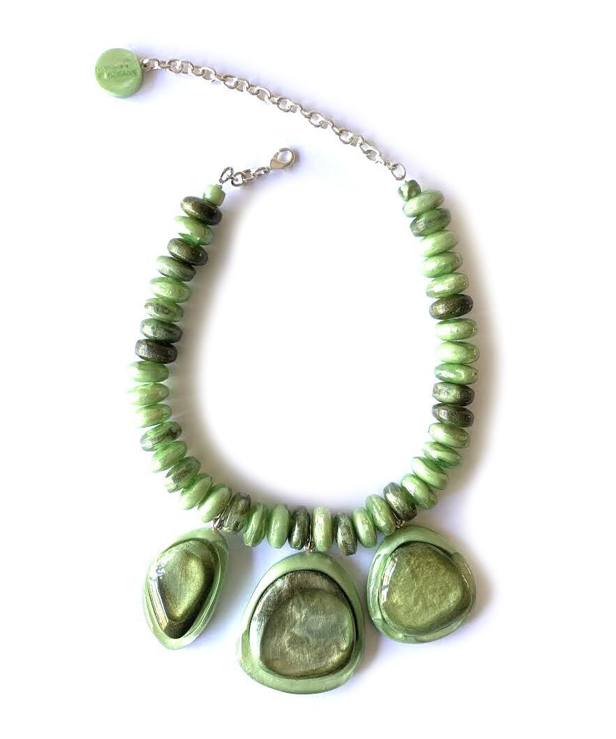 Dominique Denaive Chunky Marbled Green Necklace