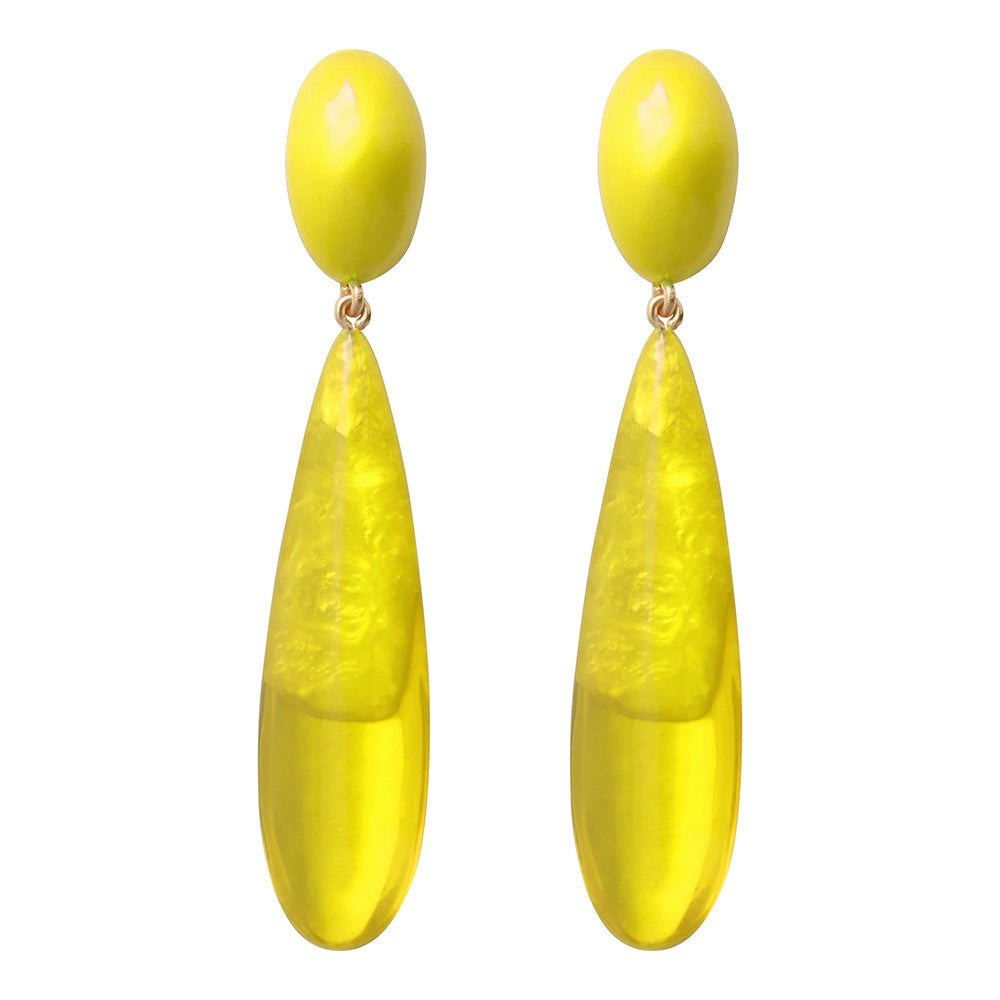 Dominique Denaive Long Lemon Yellow Elsa Drop Earrings