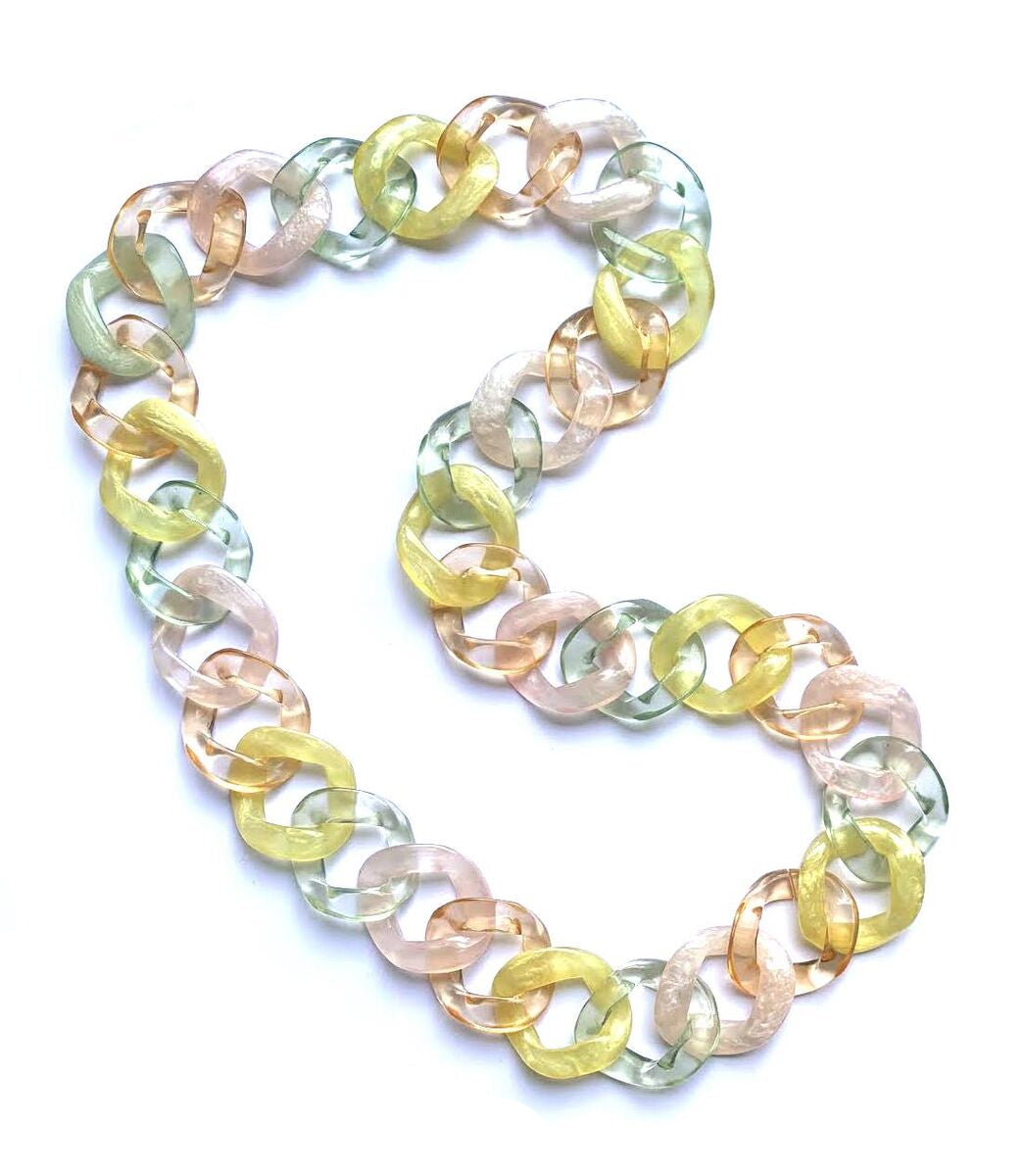Dominique Denaive Long Noemie Pastel Chain Necklace
