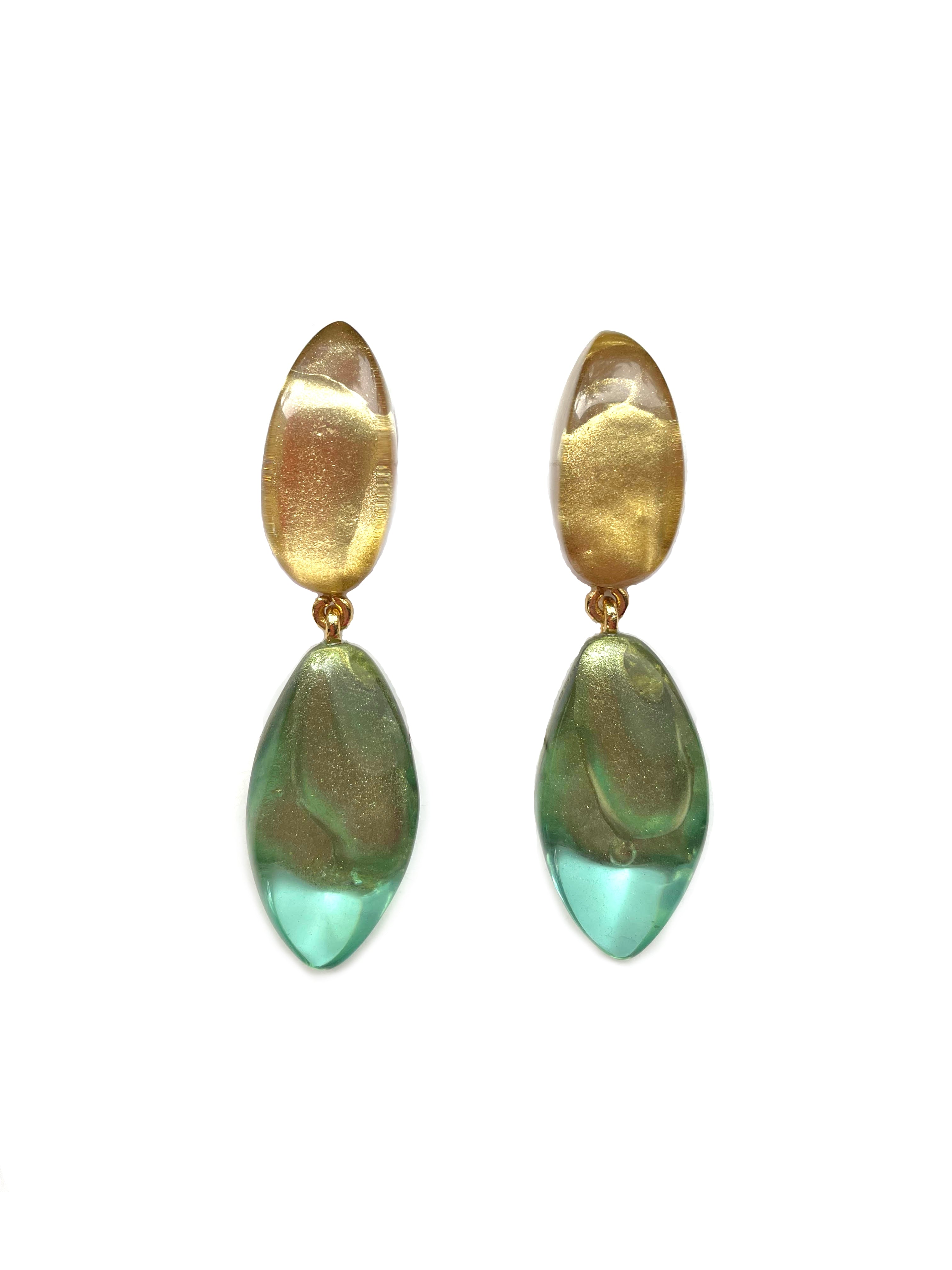 Dominique Denaive Aquamarine Green & Gold Macy Earrings