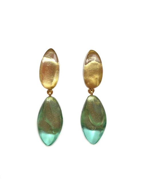 Dominique Denaive Aquamarine Green & Gold Macy Earrings