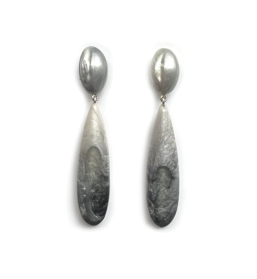 Dominique Denaive Long Marbled Gray Elsa Drop Earrings