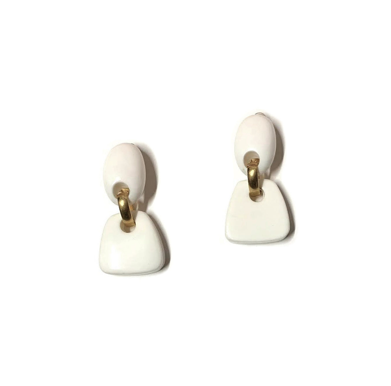 Dominique Denaive White Chloe Earrings
