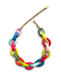 Dominique Denaive Bright Multicolor Chain Necklace