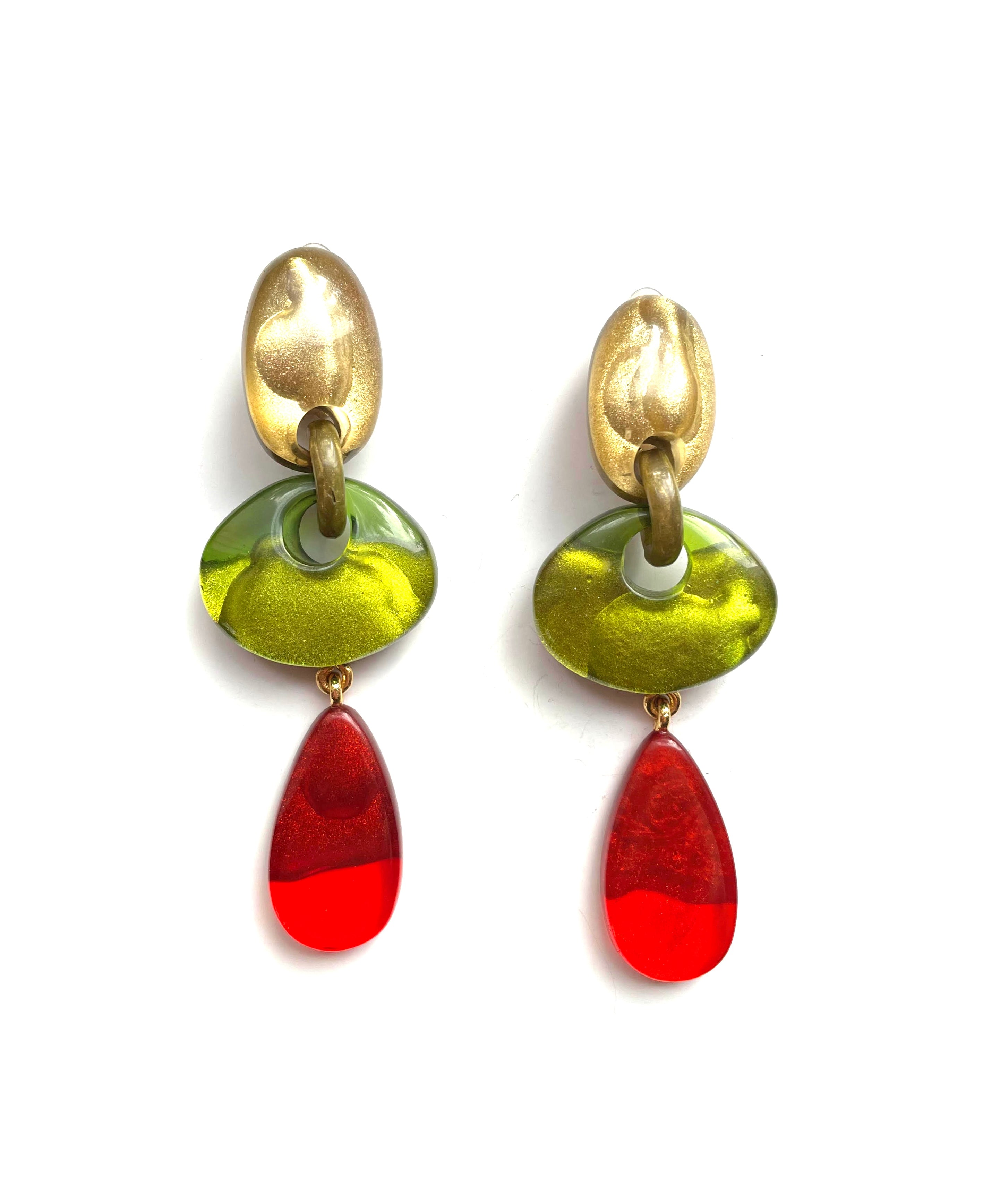 Dominique Denaive Long Elodie Multicolor Earrings