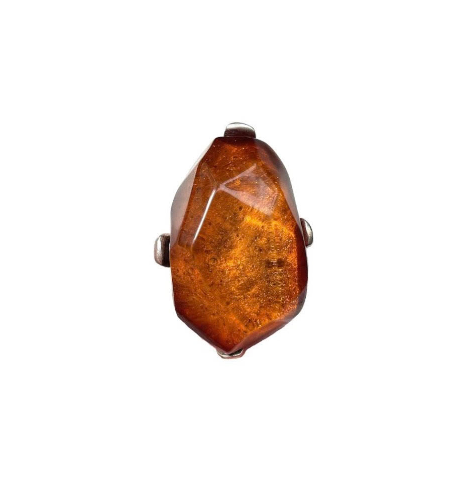 Dominique Denaive Statement Ring in Amber Orange