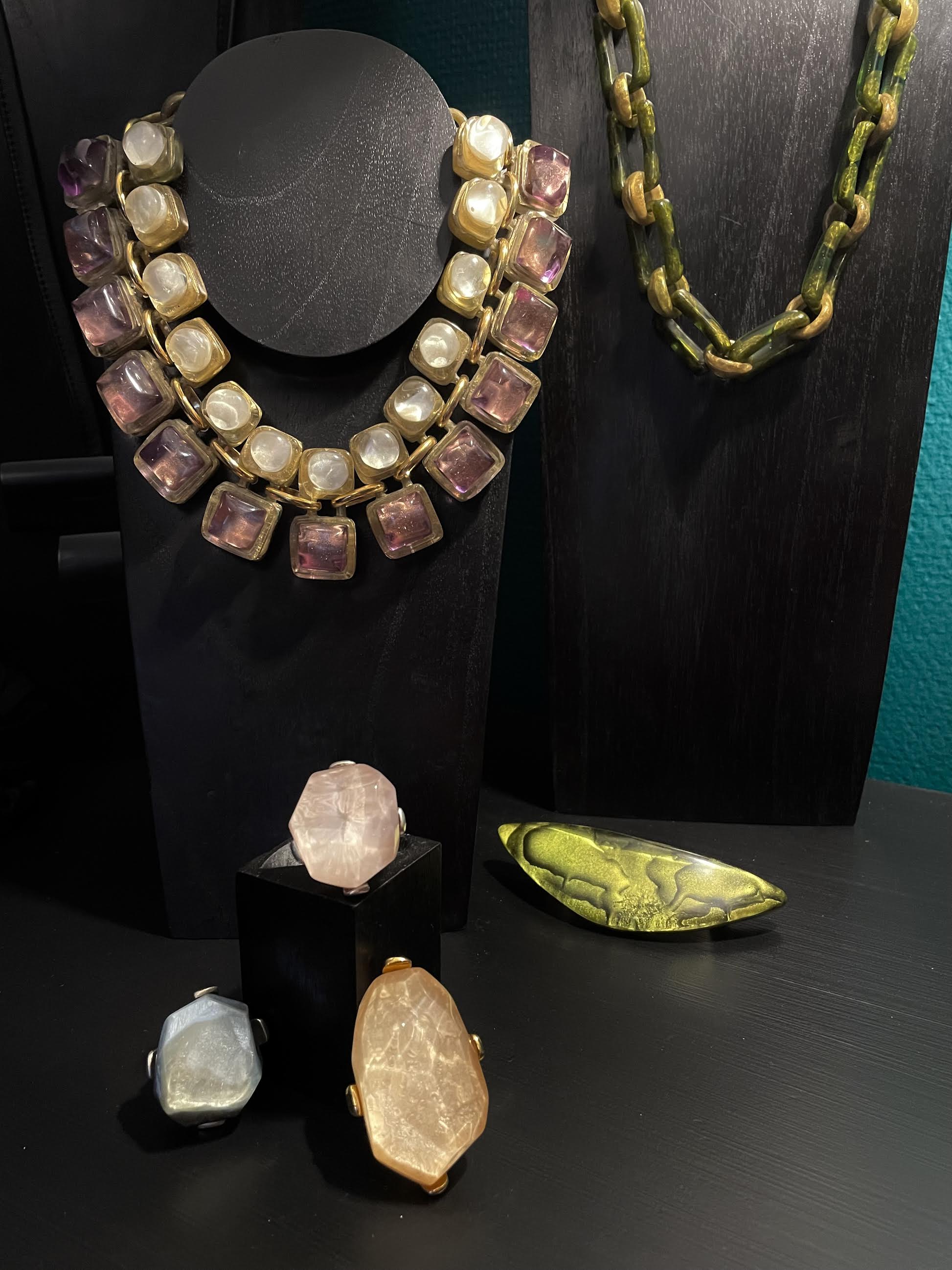 Dominique Denaive Jade Necklace in Gold, Ivory & Lilac