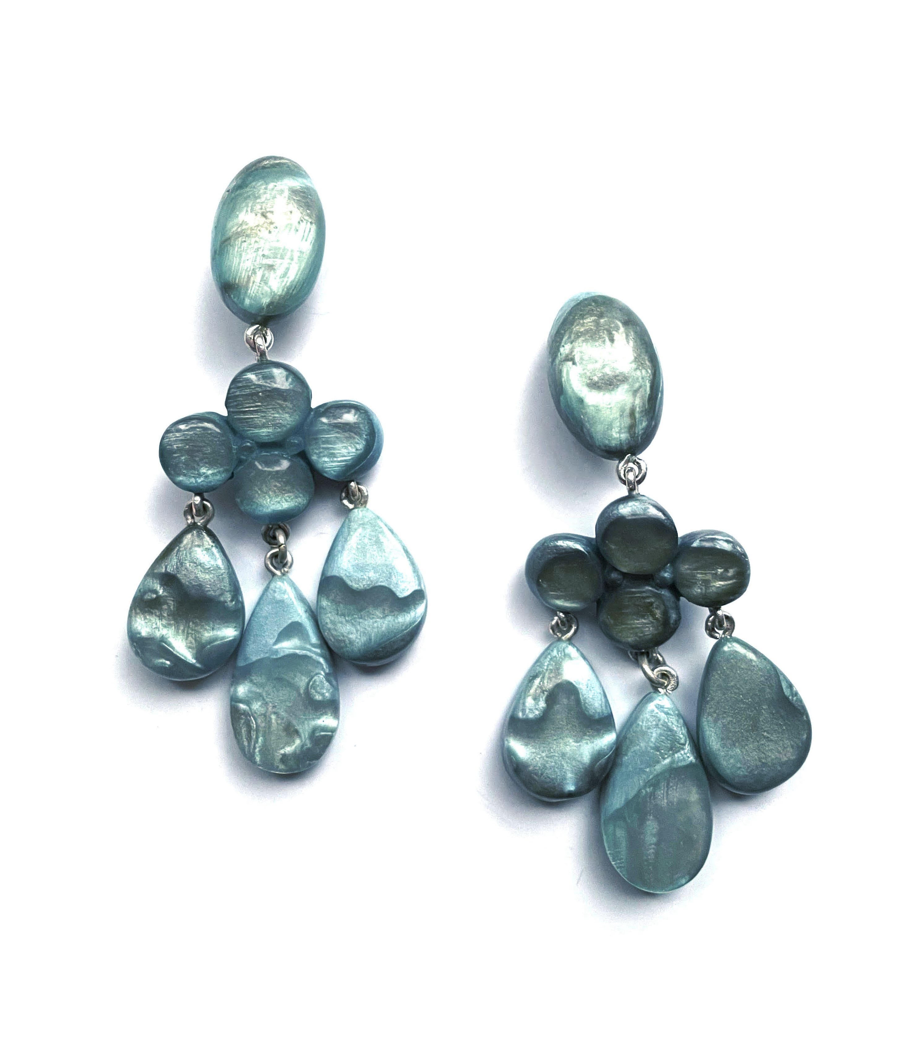 Dominique Denaive Long Sky Blue Yoana Earrings
